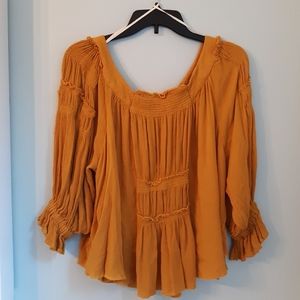 FREE PEOPLE Mustard Boho Blouse, Small